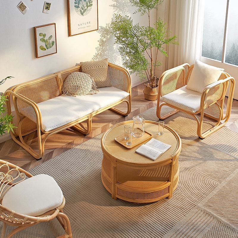Outdoor Furniture Japanese Style - Conjunto de Sofá de Rattan Japonês,